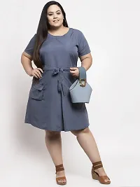 Stylish Grey Crepe Solid Knee Length Dresses For Women-thumb3