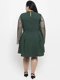 Stylish Green Crepe Solid Knee Length Dresses For Women-thumb1