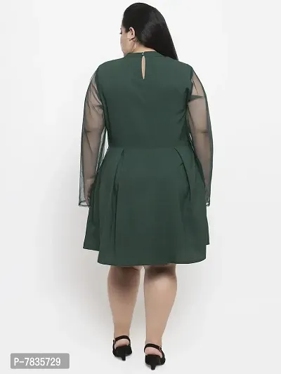 Stylish Green Crepe Solid Knee Length Dresses For Women-thumb2