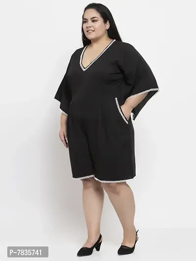 Stylish Black Crepe Solid Knee Length Dresses For Women