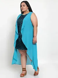 Stylish Blue Crepe Solid Knee Length Dresses For Women-thumb1