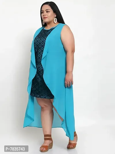 Stylish Blue Crepe Solid Knee Length Dresses For Women-thumb2