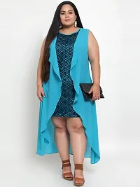 Stylish Blue Crepe Solid Knee Length Dresses For Women-thumb3