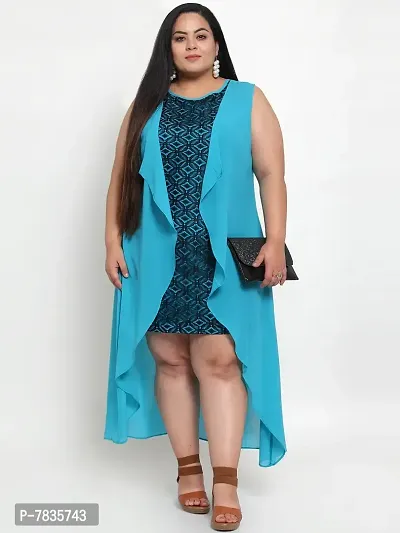 Stylish Blue Crepe Solid Knee Length Dresses For Women-thumb4