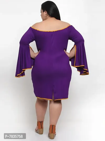 Stylish Purple Crepe Solid Knee Length Dresses For Women-thumb3
