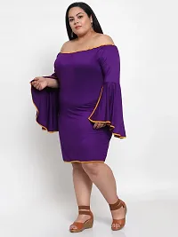 Stylish Purple Crepe Solid Knee Length Dresses For Women-thumb1