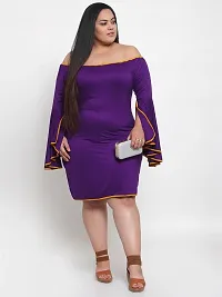 Stylish Purple Crepe Solid Knee Length Dresses For Women-thumb3