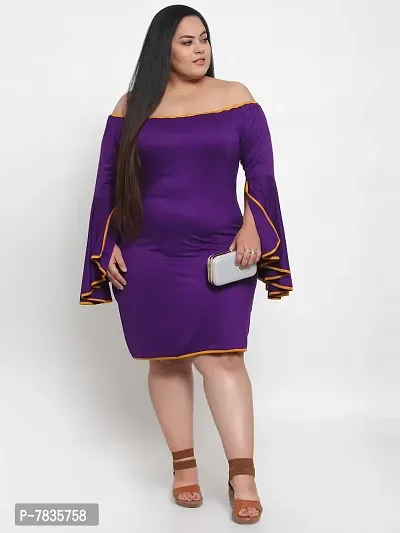 Stylish Purple Crepe Solid Knee Length Dresses For Women-thumb4