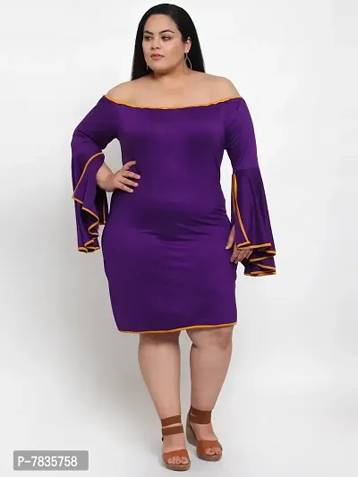 Stylish Purple Crepe Solid Knee Length Dresses For Women-thumb0