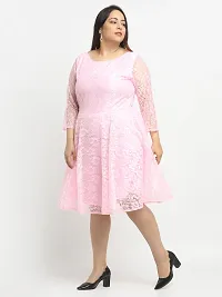 Stylish Pink Crepe Solid Knee Length Dresses For Women-thumb1