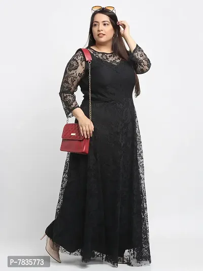 Stylish Black Crepe Solid Maxi Length Dresses For Women-thumb5