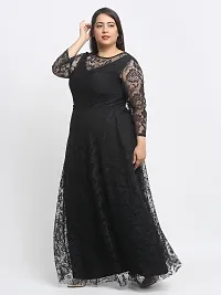 Stylish Black Crepe Solid Maxi Length Dresses For Women-thumb1