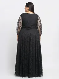 Stylish Black Crepe Solid Maxi Length Dresses For Women-thumb3