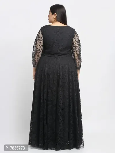 Stylish Black Crepe Solid Maxi Length Dresses For Women-thumb4