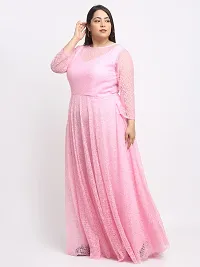 Stylish Pink Crepe Solid Maxi Length Dresses For Women-thumb1