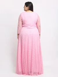 Stylish Pink Crepe Solid Maxi Length Dresses For Women-thumb3