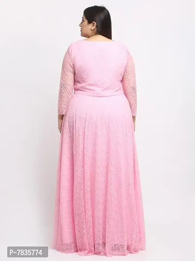 Stylish Pink Crepe Solid Maxi Length Dresses For Women-thumb4