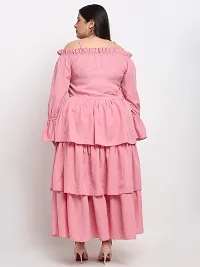 Stylish Pink Crepe Solid Maxi Length Dresses For Women-thumb2
