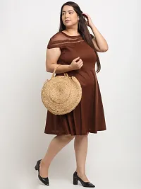 Stylish Brown Crepe Solid Knee Length Dresses For Women-thumb1