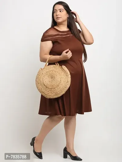 Stylish Brown Crepe Solid Knee Length Dresses For Women-thumb2