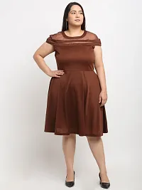 Stylish Brown Crepe Solid Knee Length Dresses For Women-thumb4
