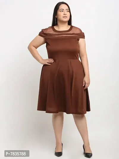 Stylish Brown Crepe Solid Knee Length Dresses For Women-thumb5