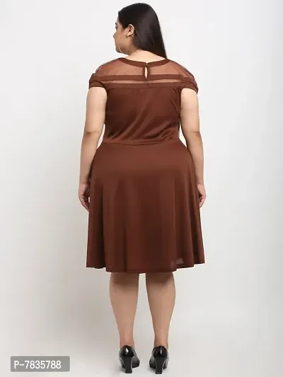 Stylish Brown Crepe Solid Knee Length Dresses For Women-thumb4
