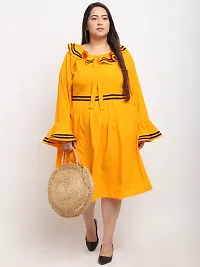 Stylish Yellow Crepe Solid Knee Length Dresses For Women-thumb4