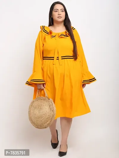 Stylish Yellow Crepe Solid Knee Length Dresses For Women-thumb5