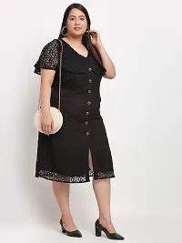 Stylish Black Crepe Solid Knee Length Dresses For Women-thumb1
