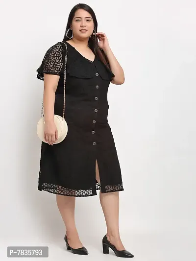 Stylish Black Crepe Solid Knee Length Dresses For Women-thumb2
