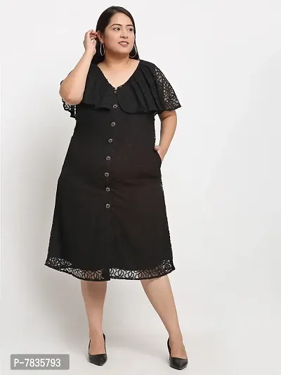 Stylish Black Crepe Solid Knee Length Dresses For Women-thumb5