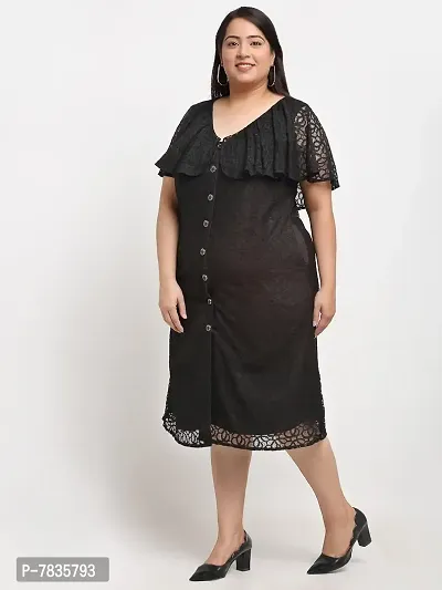 Stylish Black Crepe Solid Knee Length Dresses For Women-thumb0