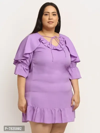 Stylish Purple Crepe Solid Knee Length Dresses For Women