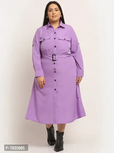 Stylish Purple Crepe Solid Maxi Length Dresses For Women-thumb5