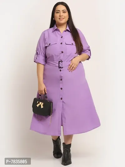 Stylish Purple Crepe Solid Maxi Length Dresses For Women-thumb0