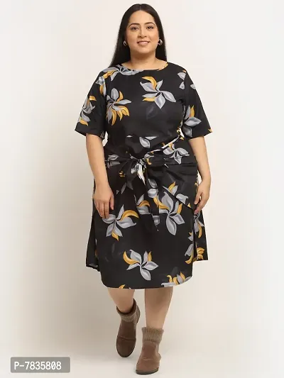 Stylish Multicoloured Crepe Printed Knee Length Dresses For Women-thumb0