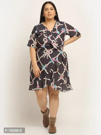 Stylish Multicoloured Crepe Printed Knee Length Dresses For Women-thumb5