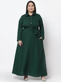 Stylish Green Crepe Solid Maxi Length Dresses For Women-thumb4