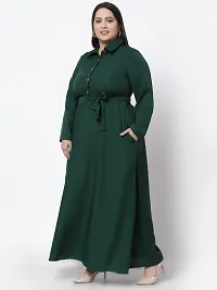 Stylish Green Crepe Solid Maxi Length Dresses For Women-thumb1