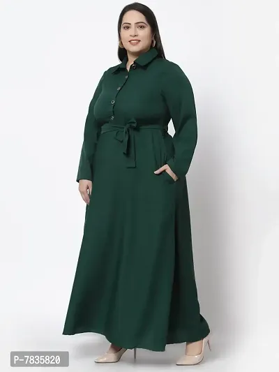 Stylish Green Crepe Solid Maxi Length Dresses For Women-thumb2