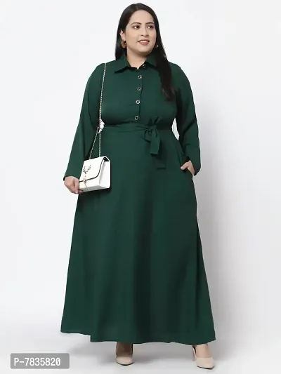 Stylish Green Crepe Solid Maxi Length Dresses For Women-thumb0