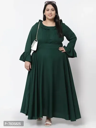 Stylish Green Crepe Solid Maxi Length Dresses For Women