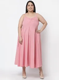 Stylish Pink Crepe Solid Maxi Length Dresses For Women-thumb4