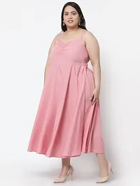 Stylish Pink Crepe Solid Maxi Length Dresses For Women-thumb1