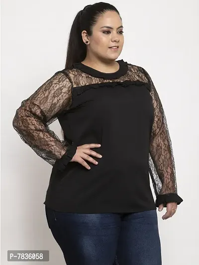 Contemporary Black Crepe Solid Casual Tops For Women-thumb2