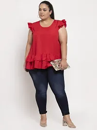 Contemporary Red Crepe Solid Casual Tops For Women-thumb2