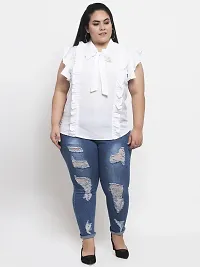 Contemporary White Crepe Solid Casual Tops For Women-thumb3