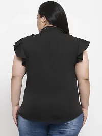 Contemporary Black Crepe Solid Casual Tops For Women-thumb1