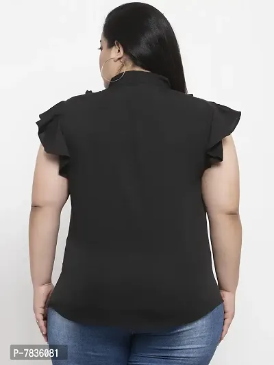 Contemporary Black Crepe Solid Casual Tops For Women-thumb2